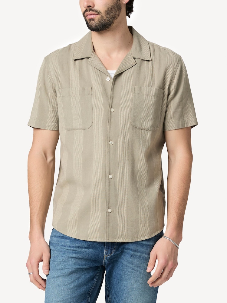 Paige Green Dried Lemongrass Stripe Jacobson Shirt - Image 1 of 4