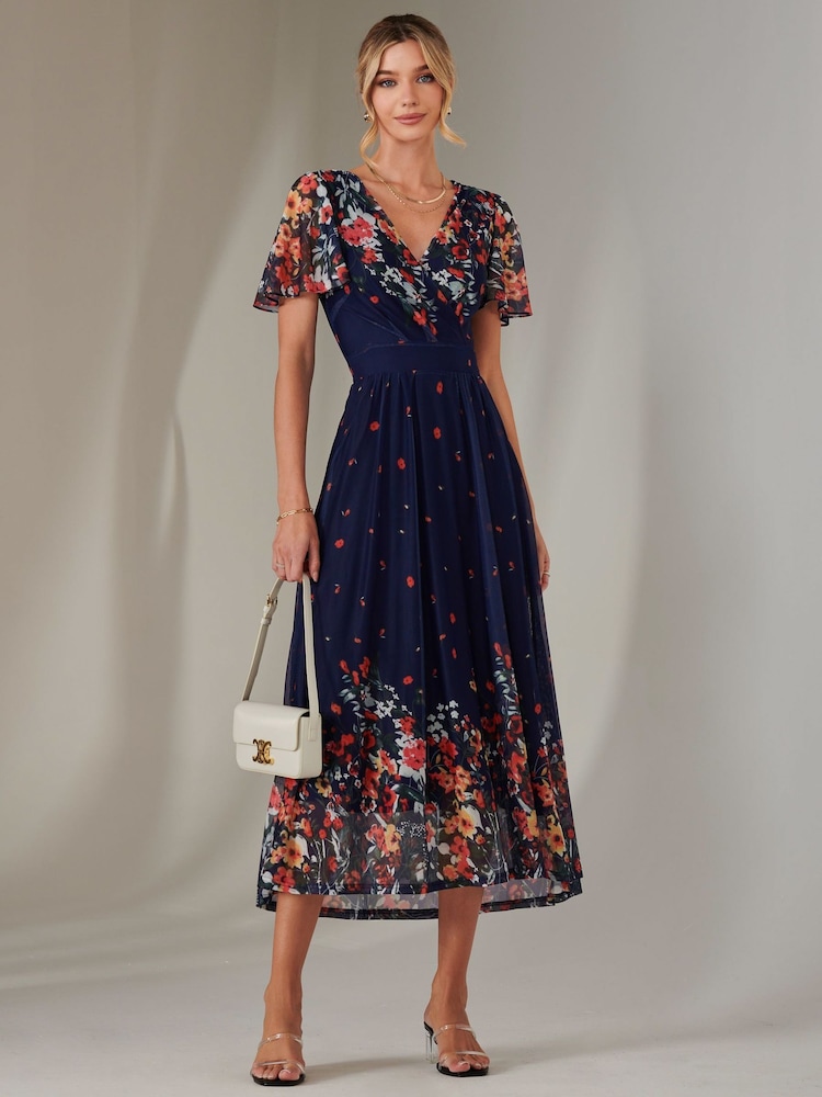 Jolie Moi Blue Wrap Maxi Dress - Image 1 of 7