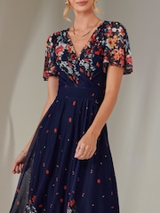 Jolie Moi Blue Wrap Maxi Dress - Image 3 of 7