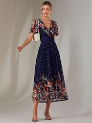 Jolie Moi Blue Wrap Maxi Dress - Image 4 of 7