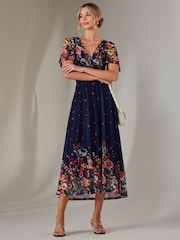Jolie Moi Blue Wrap Maxi Dress - Image 6 of 7