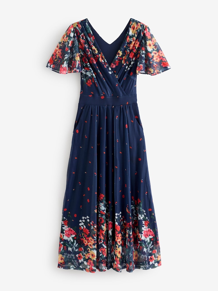 Jolie Moi Blue Wrap Maxi Dress - Image 7 of 7