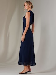 Jolie Moi Blue Halter Neck Open Back Chiffon Maxi Dress - Image 4 of 8