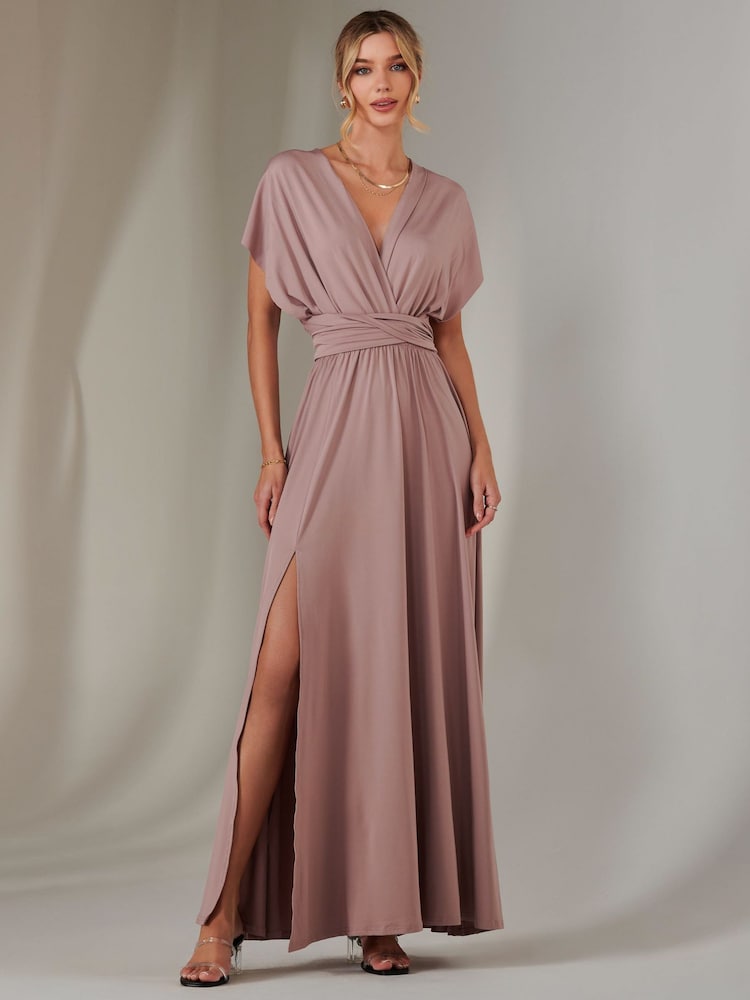 Jolie Moi Pink Halter Neck Maxi Bridesmaid Dress - Image 6 of 7