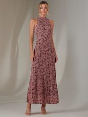 Jolie Moi Red Chiffon Maxi Dress - Image 1 of 6