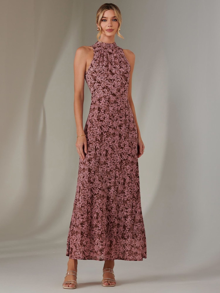 Jolie Moi Red Chiffon Maxi Dress - Image 1 of 6