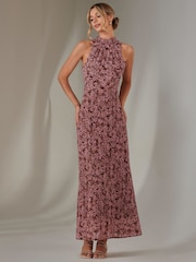 Jolie Moi Red Chiffon Maxi Dress - Image 4 of 6