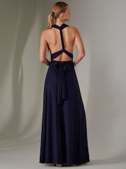 Jolie Moi Blue Halter Neck Maxi Bridesmaid Dress - Image 2 of 7
