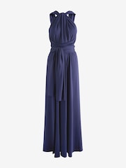 Jolie Moi Blue Halter Neck Maxi Bridesmaid Dress - Image 7 of 7