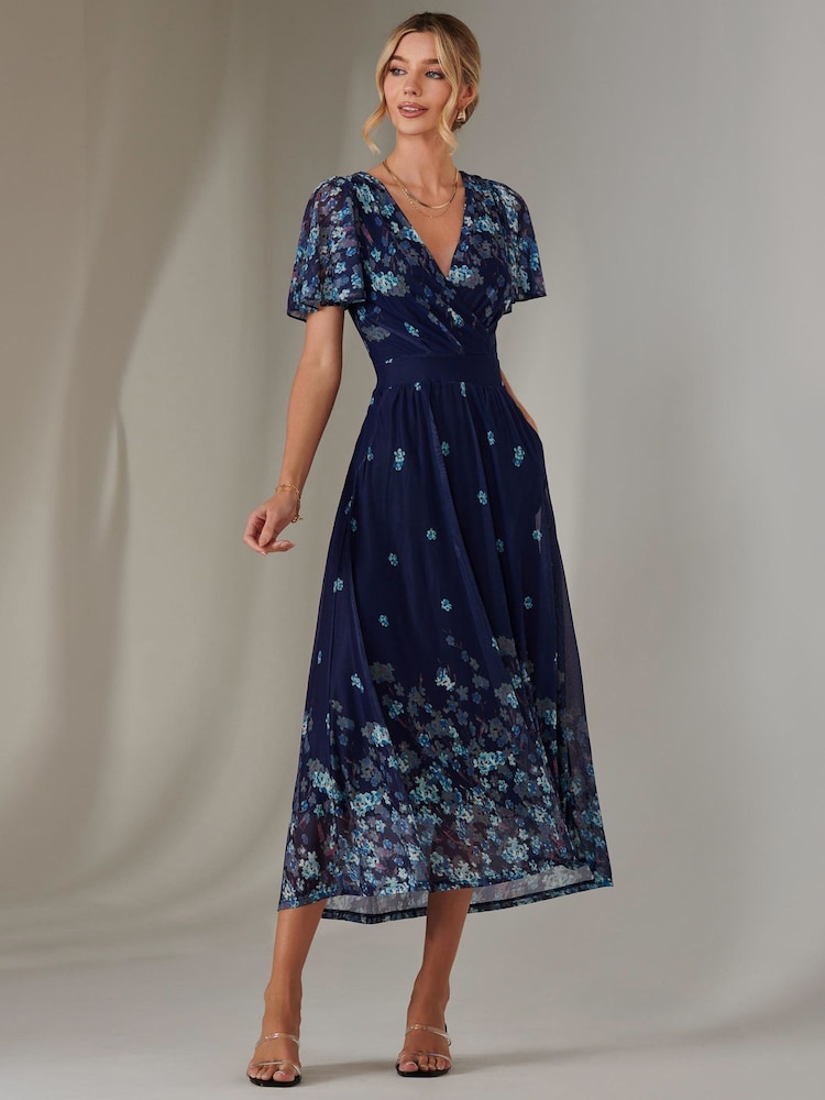 Jolie Moi Blue Wrap Maxi Dress - Image 1 of 8