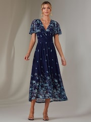 Jolie Moi Blue Wrap Maxi Dress - Image 3 of 8