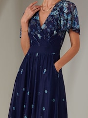 Jolie Moi Blue Wrap Maxi Dress - Image 4 of 8