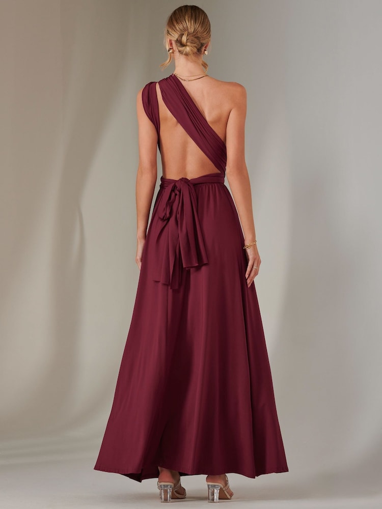 Jolie Moi Red Halter Neck Maxi Bridesmaid Dress - Image 2 of 7