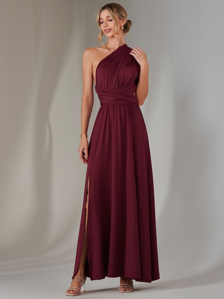 Jolie Moi Red Halter Neck Maxi Bridesmaid Dress - Image 6 of 7