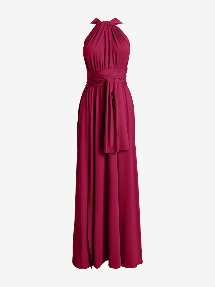Jolie Moi Red Halter Neck Maxi Bridesmaid Dress - Image 7 of 7
