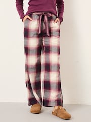 FatFace Lola Purple Check Pyjama Bottoms - Image 1 of 7
