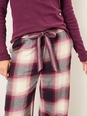 FatFace Lola Purple Check Pyjama Bottoms - Image 4 of 7