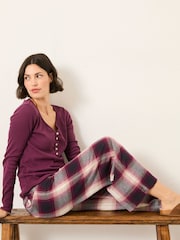 FatFace Lola Purple Check Pyjama Bottoms - Image 6 of 7
