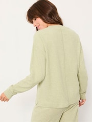 FatFace Pistachio Green Henley Lounge Top - Image 2 of 4