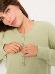 FatFace Pistachio Green Henley Lounge Top - Image 3 of 4