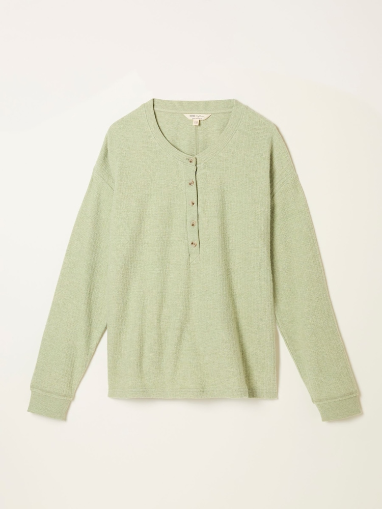 FatFace Pistachio Green Henley Lounge Top - Image 4 of 4