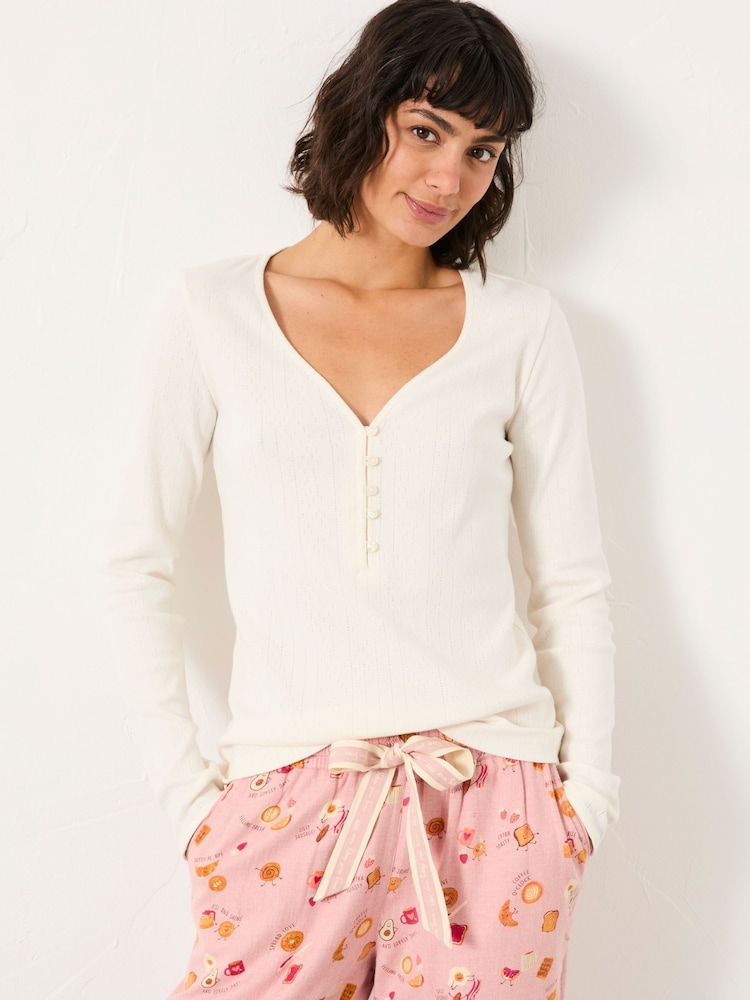 FatFace Pointelle Henley Top - Imagen 1 de 5