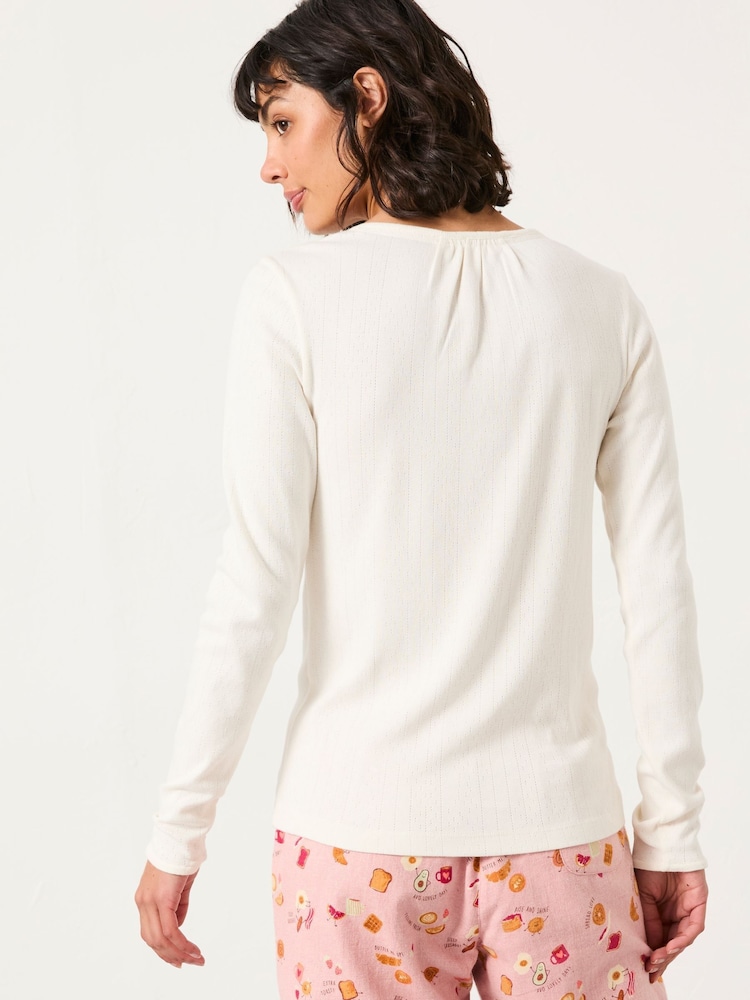 FatFace Pointelle Henley Top - Imagen 2 de 5