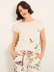 FatFace Ivory Ski Dog Graphic T Shirt - Image 1 of 6