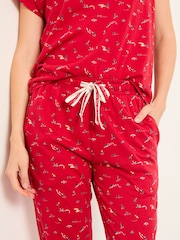 FatFace Red Ski Ditsy Jersey Pyjama Set - Image 4 of 8