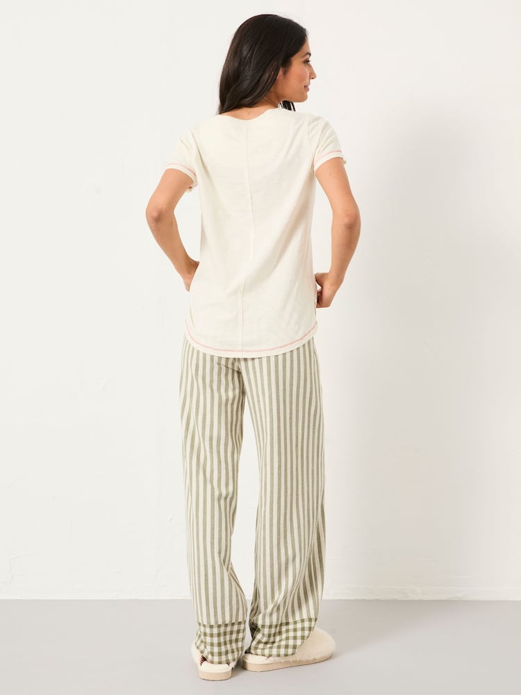 FatFace Lola Green Metallic Stripe Pyjama Bottoms - Image 2 of 6