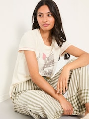FatFace Lola Green Metallic Stripe Pyjama Bottoms - Image 3 of 6