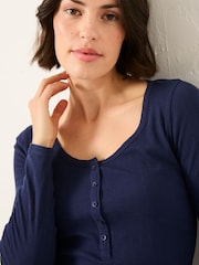 FatFace Hattie Navy Henley Pyjama Top - Image 3 of 6