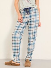FatFace Eva Grey Marl Sparkle Check Pyjama Bottoms - Image 1 of 6