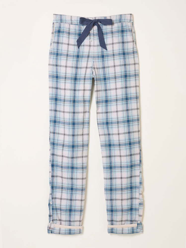 FatFace Eva Grey Marl Sparkle Check Pyjama Bottoms - Image 6 of 6
