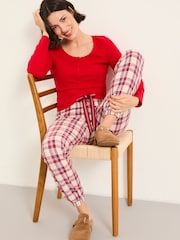 FatFace Hattie Red Henley Pyjama Top - Image 4 of 6