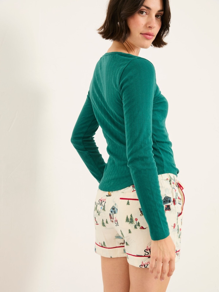FatFace Hattie Green Henley Pyjama Top - Image 2 of 5 FatFace Hattie Green Henley Pyjama Top - Image 2 of 5