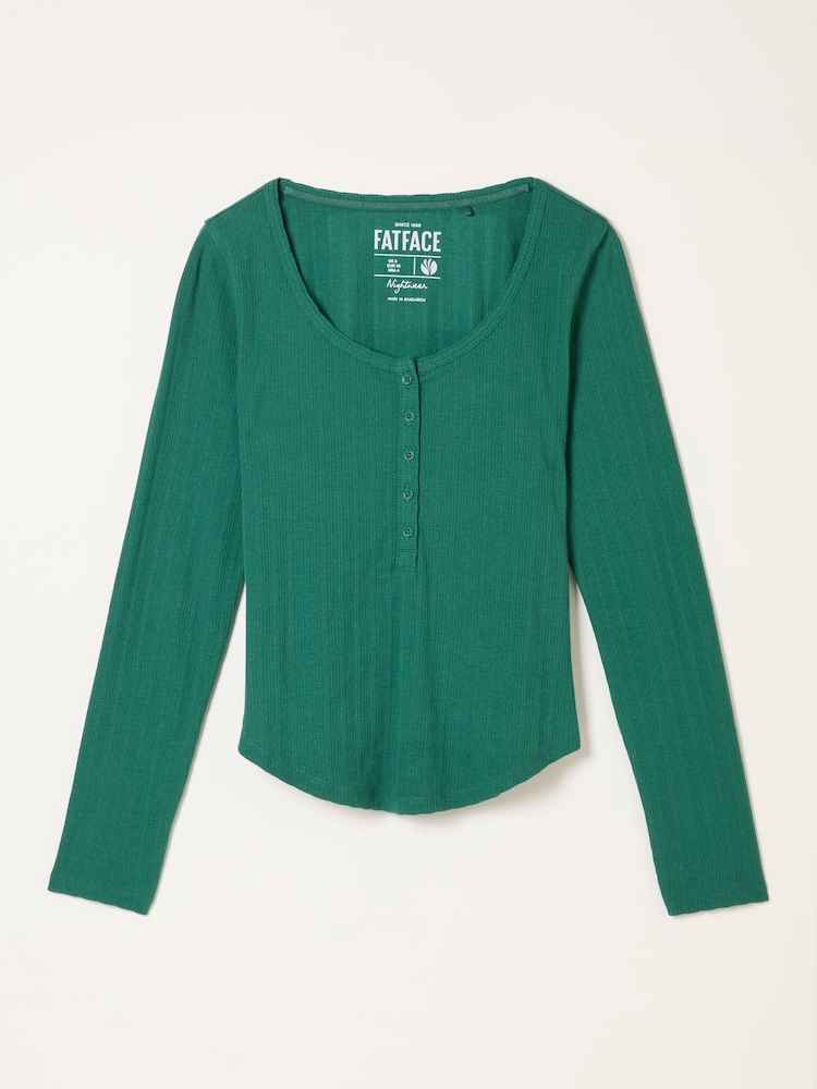 FatFace Hattie Green Henley Pyjama Top - Image 5 of 5 FatFace Hattie Green Henley Pyjama Top - Image 5 of 5