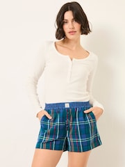 Blau kariert - FatFace Boyfriend Pyjama Shorts - Bild 3 von 5