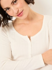FatFace Hattie White Henley Pyjama Top - Image 3 of 5