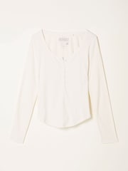 FatFace Hattie White Henley Pyjama Top - Image 5 of 5