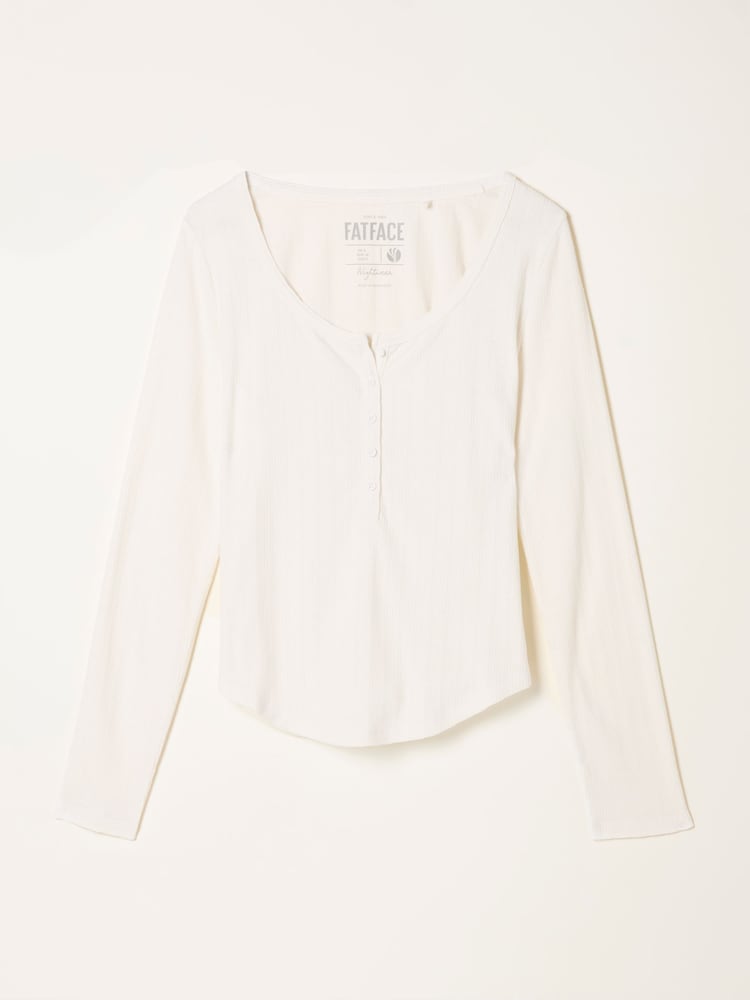 FatFace Hattie White Henley Pyjama Top - Image 5 of 5 FatFace Hattie White Henley Pyjama Top - Image 5 of 5