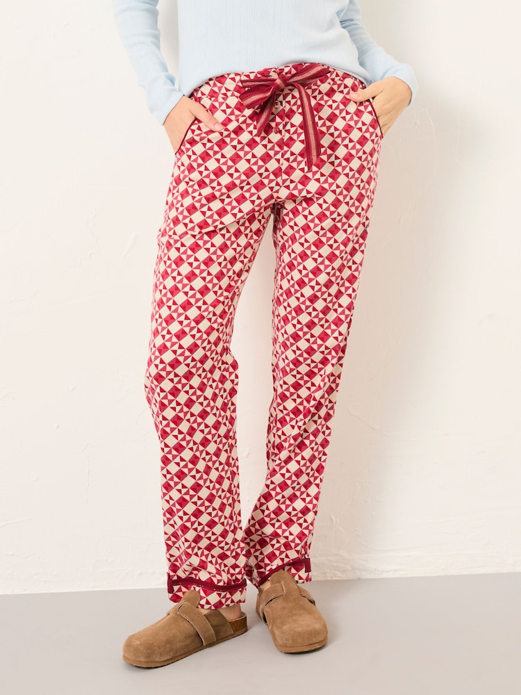 FatFace Eva Red Geo Pyjama Bottoms - Image 1 of 6