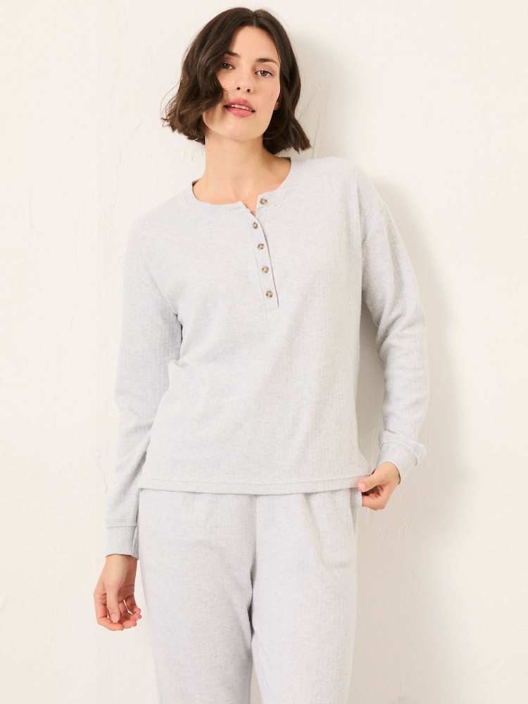 FatFace Grey Henley Lounge Top - Image 1 of 6