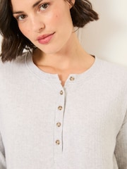 FatFace Grey Henley Lounge Top - Image 3 of 6