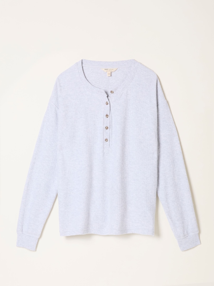 FatFace Grey Henley Lounge Top - Image 6 of 6