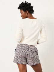 FatFace Purple Mini Check Boyfriend Pyjama Shorts - Image 2 of 4