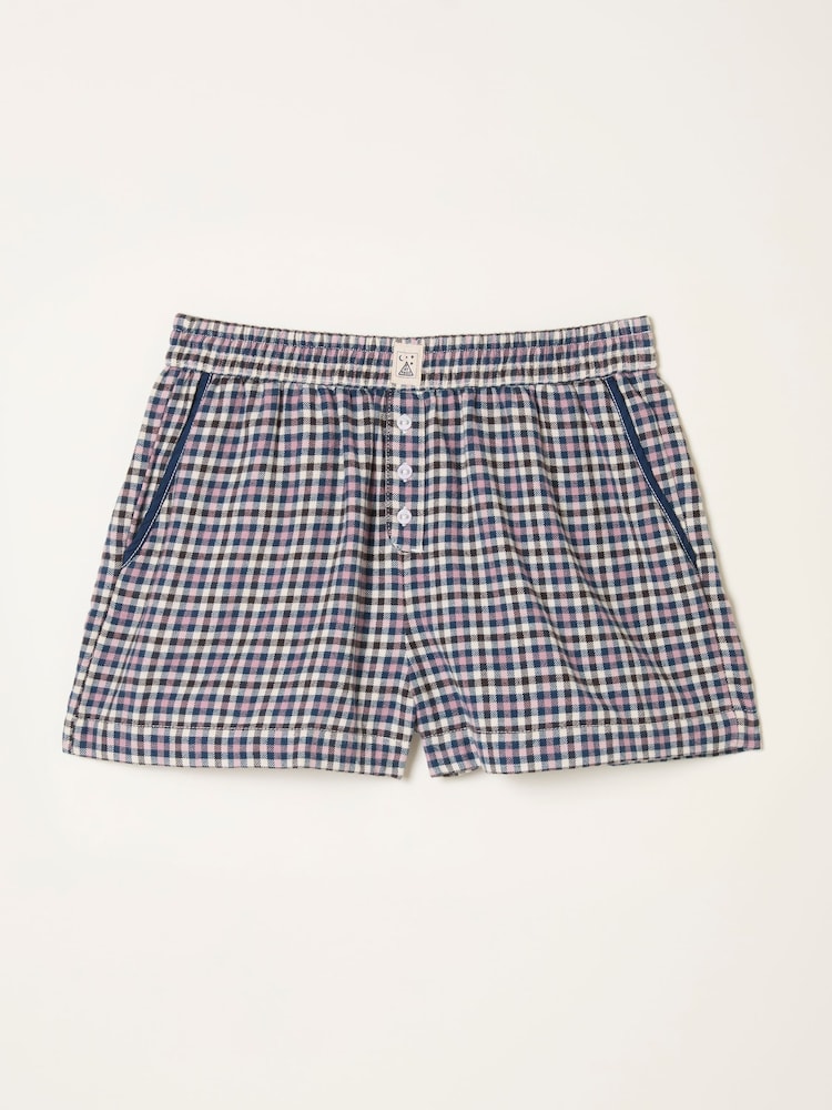 FatFace Purple Mini Check Boyfriend Pyjama Shorts - Image 4 of 4 FatFace Purple Mini Check Boyfriend Pyjama Shorts - Image 4 of 4