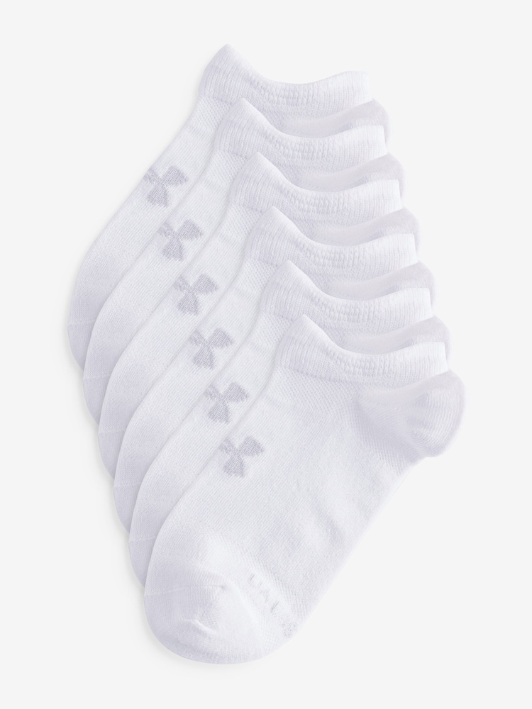 Under Armour White Cream Essential No Show Socks 6 Pack - Image 1 of 11