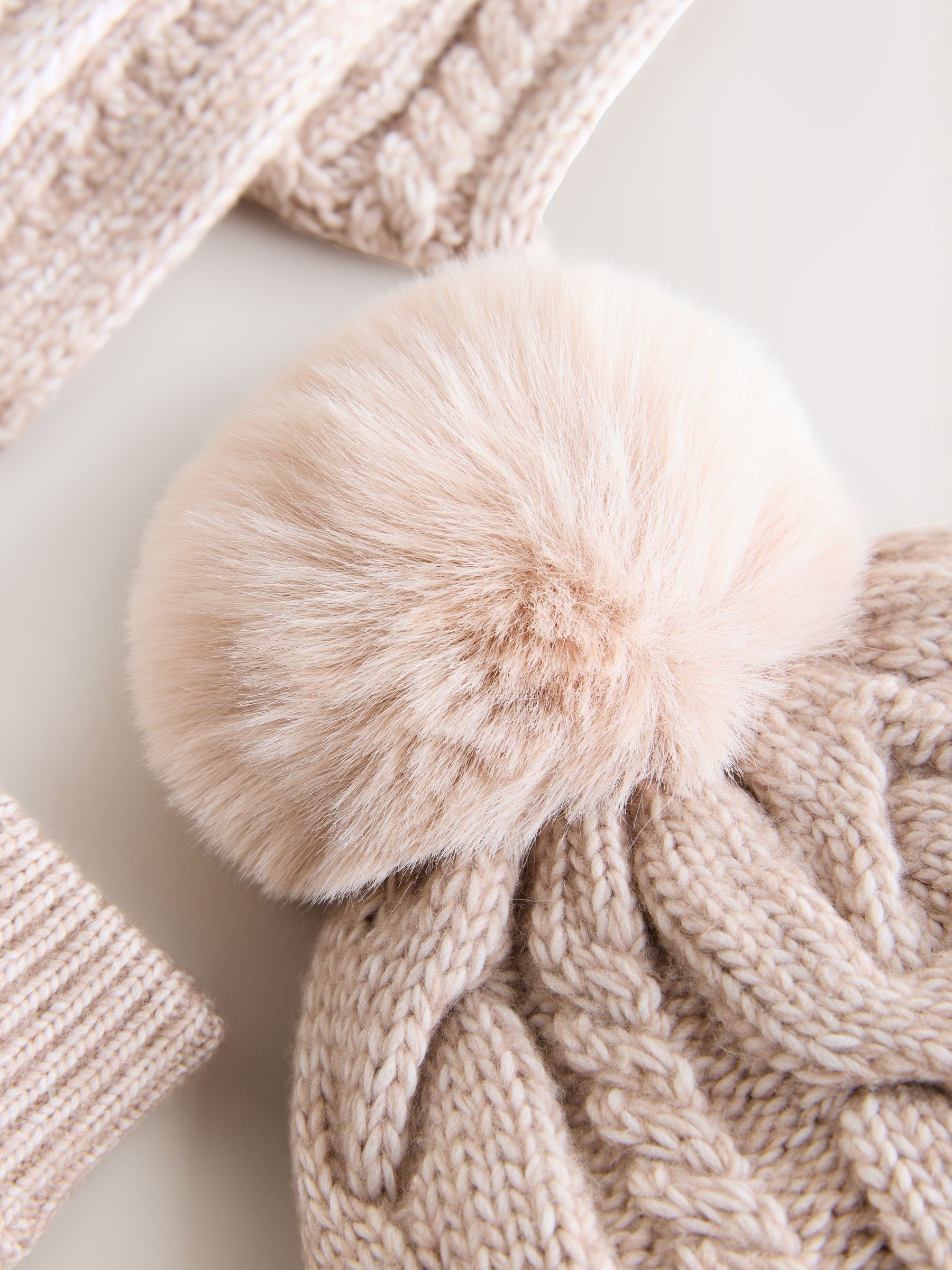 Nollia Women's 3-Piece Winter Hat, Scarf & Gloves Set - Fleece With Faux Fur Trim
