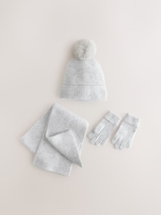 Grey Cable Beanie Scarf and Gloves Set (3-16yrs) - Image 1 of 3
